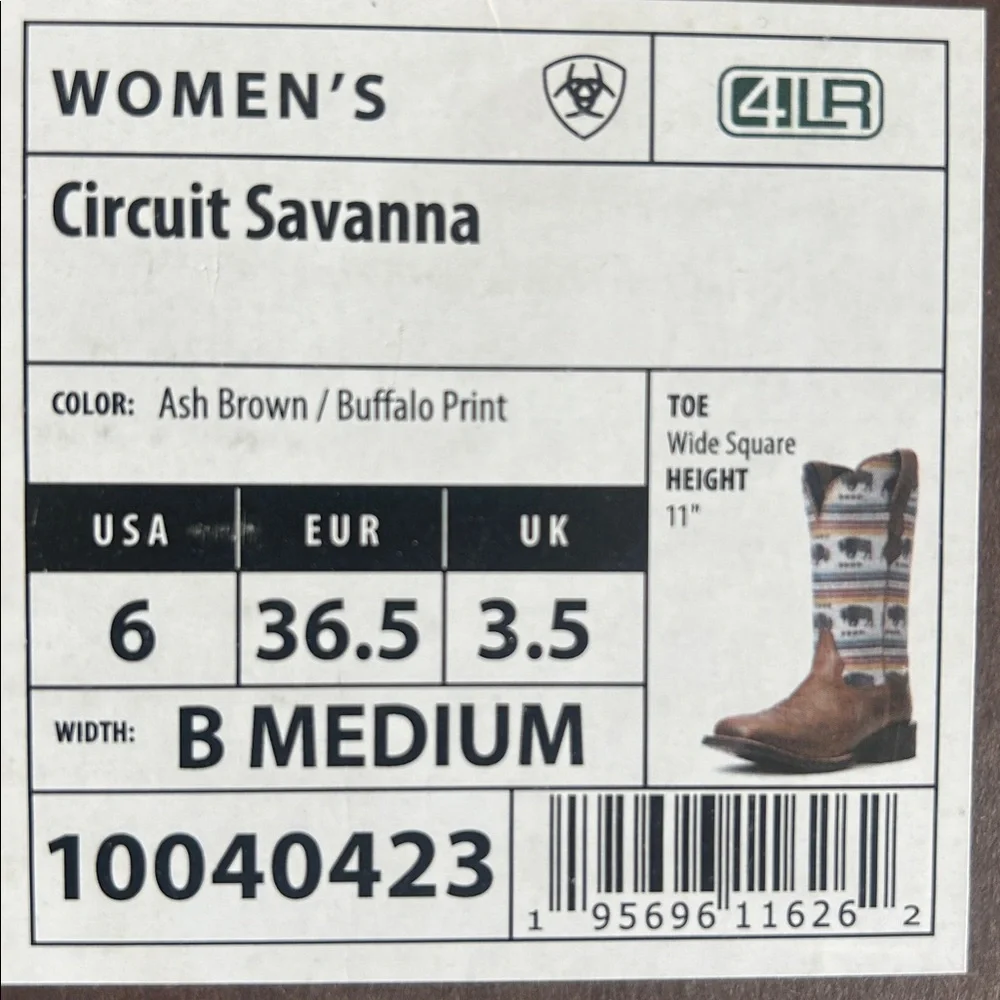 Ariat Women’s CIRCUIT SAVANNA BUFFALO PRINT WESTERN COWGIRL BOOTS SQUARE TOE - Picture 12 of 12